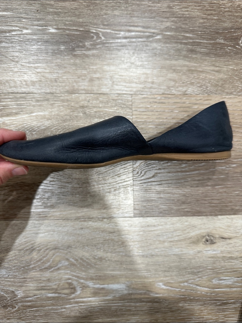 Miz Mooz Navy Leather Slip-On Flats with Tan Insole - Picture 7 of 8